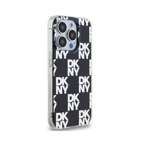 DKNY IML Ternet Mono Mønster Etui til iPhone 15 Pro Max (Sort)