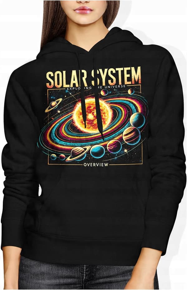 DAME SWEATSHIRT MED PRINT SPACE SOLAR SYSTEM SOLAR SYSTEM S