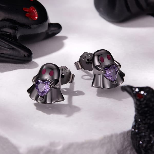 BLACK GHOSTS hopeiset nappikorvakorut, 925 hopeaa