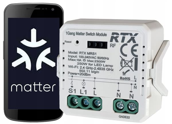 Controllerrelæ 1-kanals MATTER WiFi HomeKit Google Home Assistant Alexa