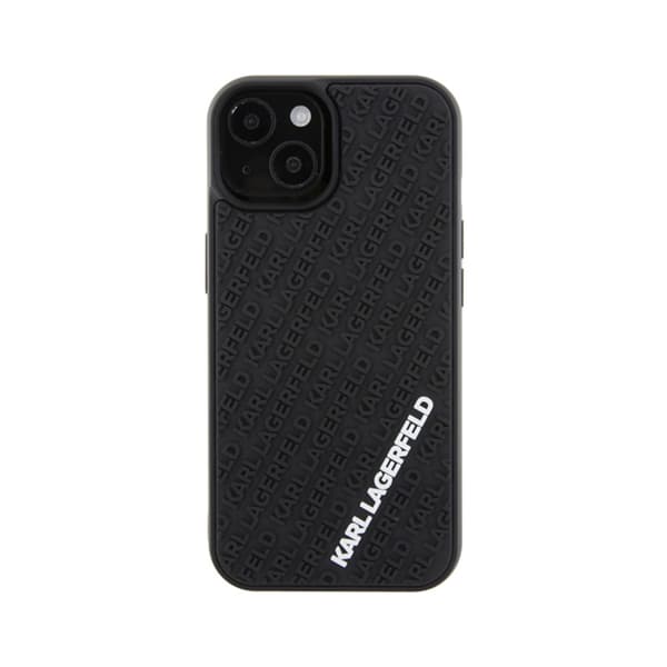 Karl Lagerfeld 3D gummi multilogo - iPhone 15 cover (sort)