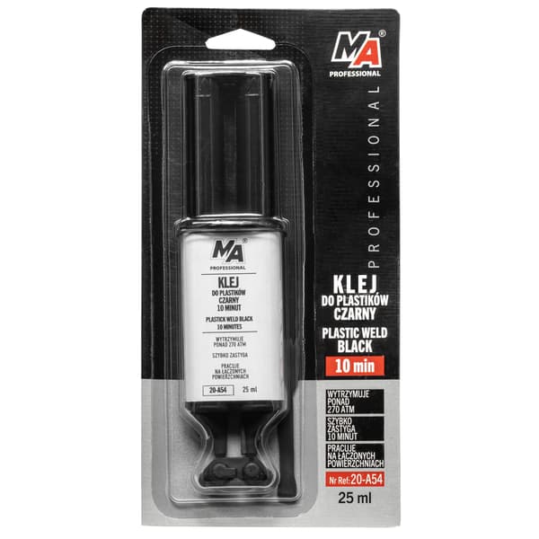 MA PROFESSIONAL - Plastiklim 10 minutter sort - sprøjte 25ml