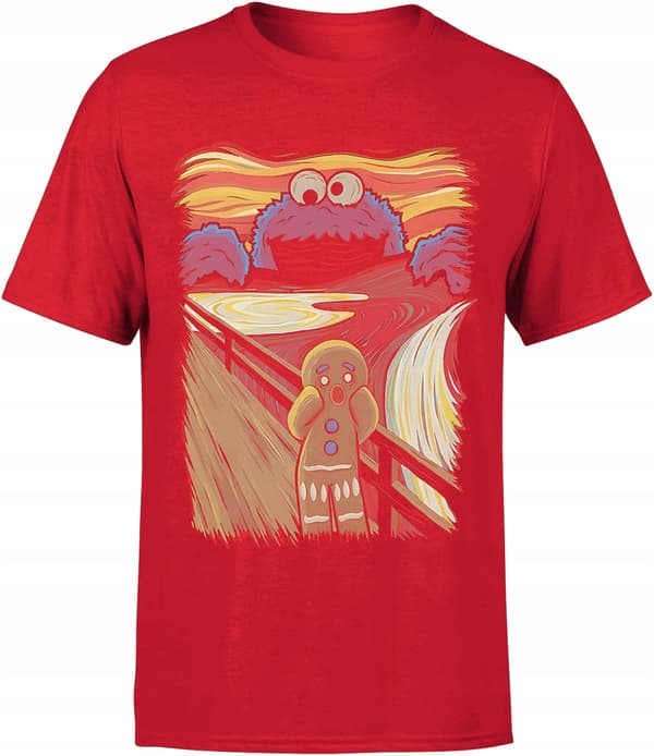 HERR-T-SHIRT COOKIE SCREAM COOKIE MONSTER PEPPARKAKA MED TRYCK