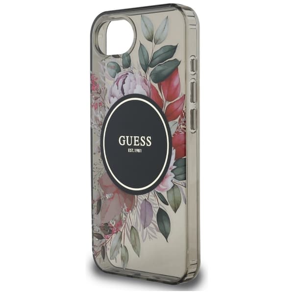 Guess IML Flowers MagSafe – cover til iPhone 16e (sort)