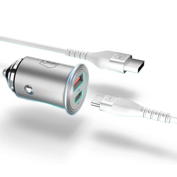 Tilbehør - 3mk Hyper Biloplader 45W PD QC PPS USB 1A1C Sølv