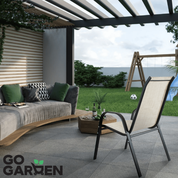 Beige metal havestol, 2 stk.