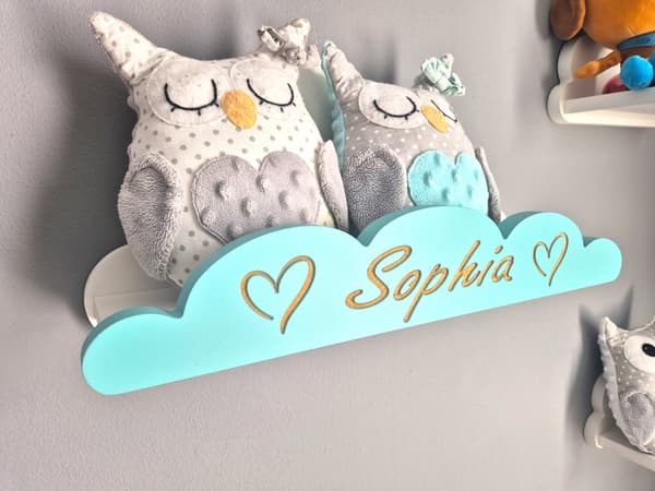 Cloud-hylder, sæt med 4, med personlig etiket