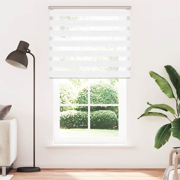 vidaXL Zebrarullgardin, vit, tygbredd 120,9 cm, polyester