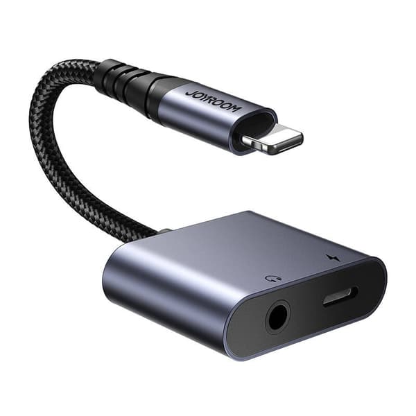 Joyroom SY-L01 2-i-1 lydadapter lightning til 3,5 mm + lightning (sort)