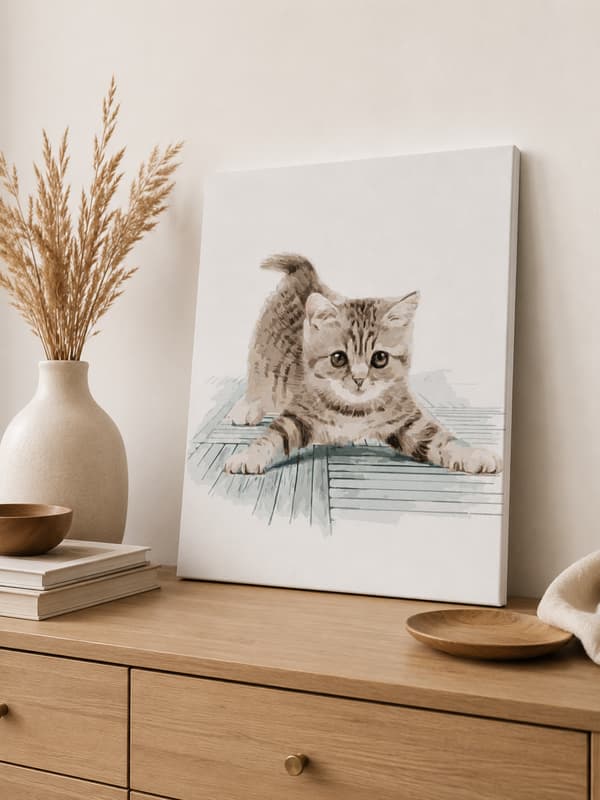 MALING EFTER TAL MED RAMME Billeder til maleri - Klodset kat 40x50 cm