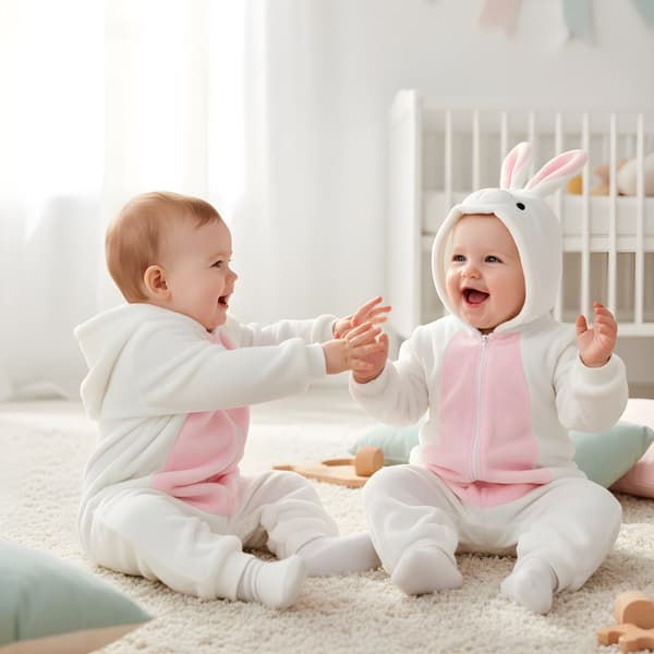 Hvid kanin babypyjamas 80: 65-75 cm