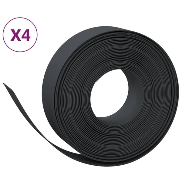 vidaXL havekant, 4 stk., sort, 10 m, 15 cm, polyethylen