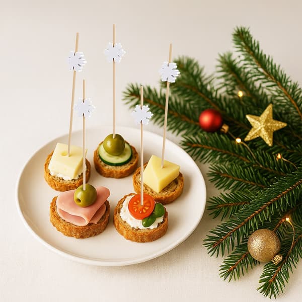 Bambu snack tandpetare snöflinga 12 cm 20 st
