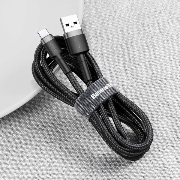 Baseus Cafule 2A USB til USB-C Kabel 3m (Grå-Sort)