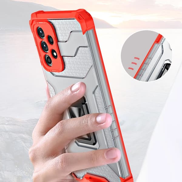 Crystal Ring Case armerat hybridskal + magnetisk hållare Samsung Galaxy A72 4G blå