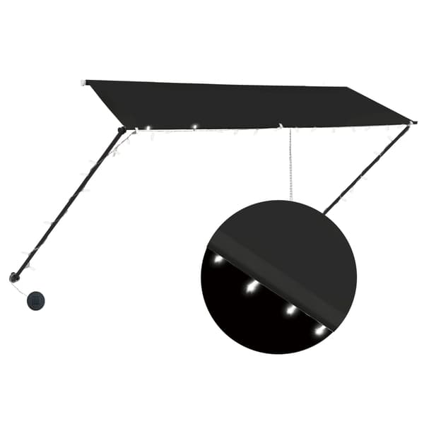 vidaXL Rullmarkis med LED, 300 x 150 cm, Antracit