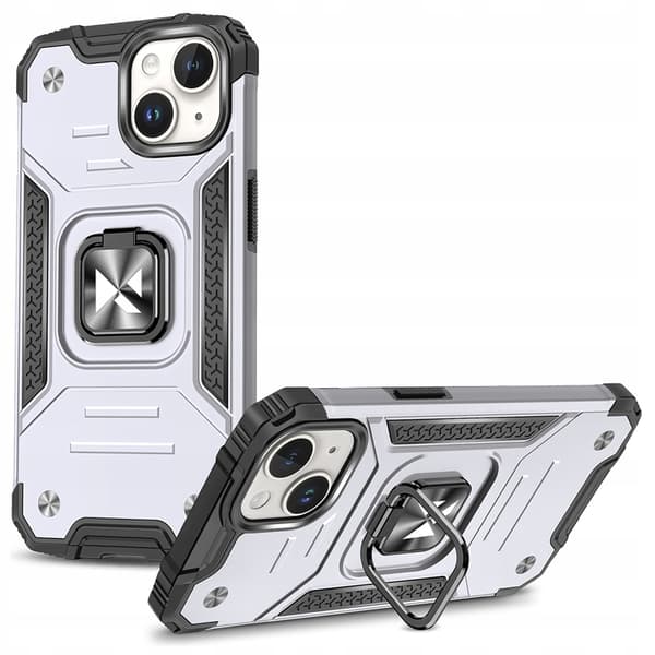 Wozinsky Ring Armor-etui med fingerring til iPhone 15 Plus - Sølv