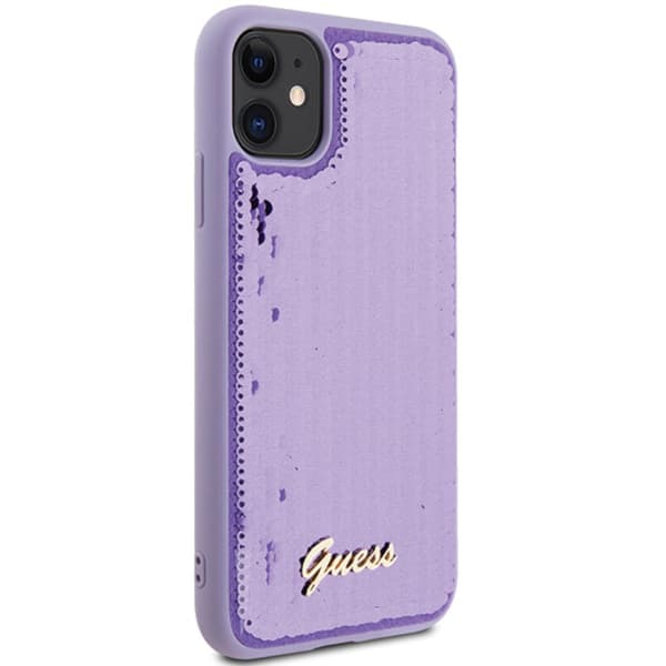 Guess Sequin Script Metal - iPhone 11-skal (lila)