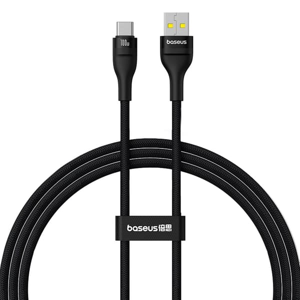 Baseus Flash 2 USB-A / USB-C Kabel 100W 1 m - Sort