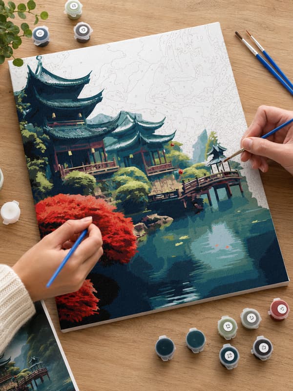 Målning med siffror asiatiskt tempel 40x50 cm