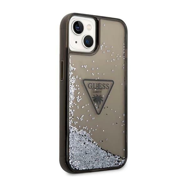 Guess Liquid Glitter Triangle Logo Cover - iPhone 14 Plus Cover (Sort)