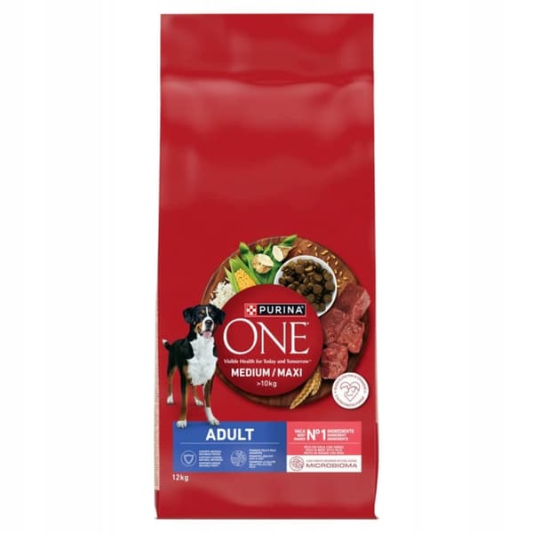 PURINA ONE MED/MAX torrfoder för hundar 12 kg nötkött med ris