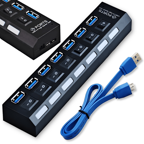 7-port USB 3.0-hubb 1x7 5Gps