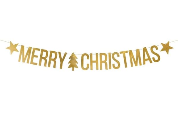 Julepyntbanner "Glædelig jul", gylden accent til