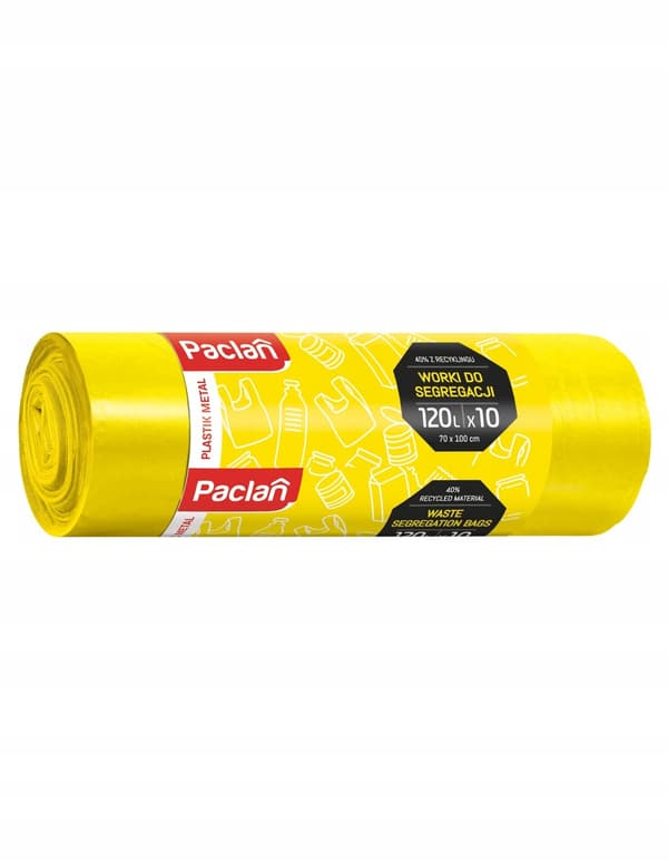 Paclan affaldssæk til sortering plastik 120l 10 stk gul
