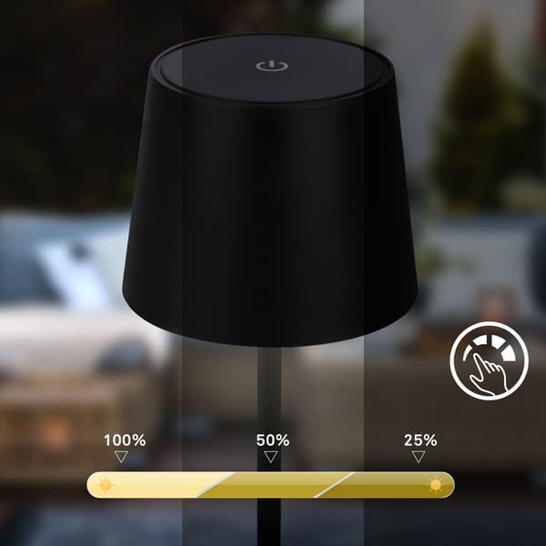 Trådløs LED-bordlampe IP44 Sort lysdæmper Natterrasse