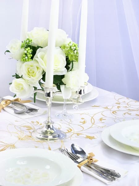 Organza med tryck, creme, 0,36x9m, 1 st