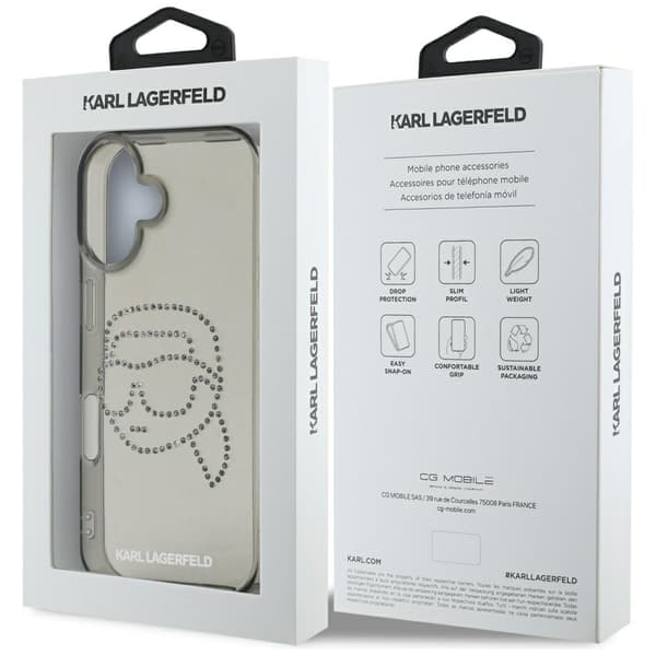 Karl Lagerfeld IML Rhinestones Karl Head-etui til iPhone 16, sort