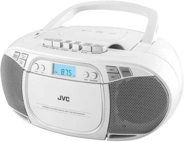 JVC RC-E451W CD-soitin kasettisoittimella, valkoinen, USB, Bluetooth