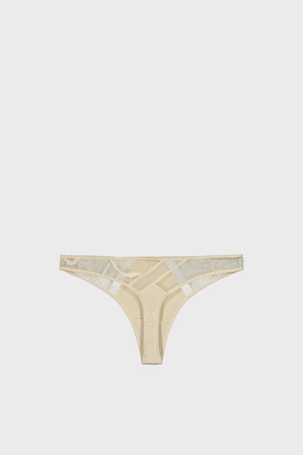 CALVIN KLEIN DAM BEIGE STRINGTROSOR MED SPETS M 0Z5A4_E* TIA