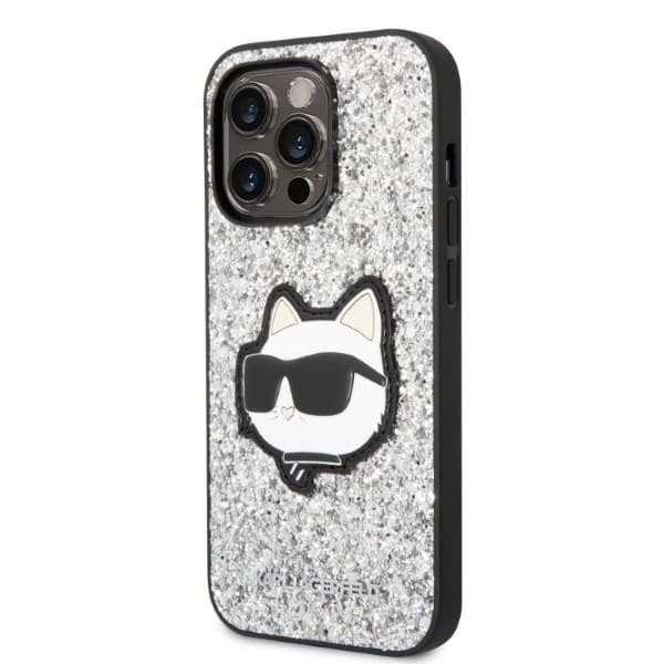 Karl Lagerfeld KLHCP14LG2CPS iPhone 14 Pro 6.1 silver/silver hårt skal Glitter Choupette Patch