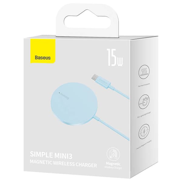 Baseus Simple Mini 3 15W magnetisk induktiv laddare (blå)
