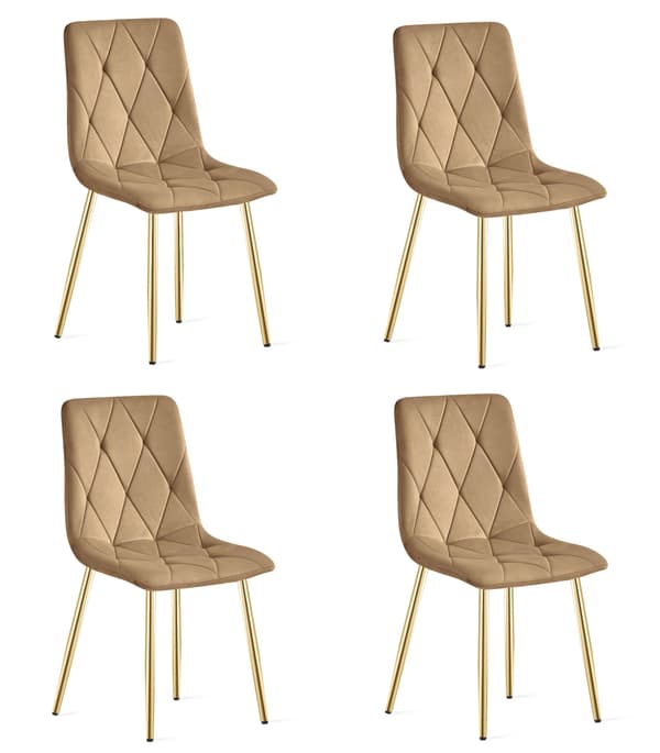 LIBRA stol - brun fløjl / guldben x 4