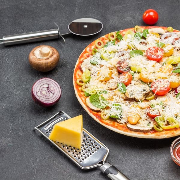 Rund stålpizzakniv 20,5 cm