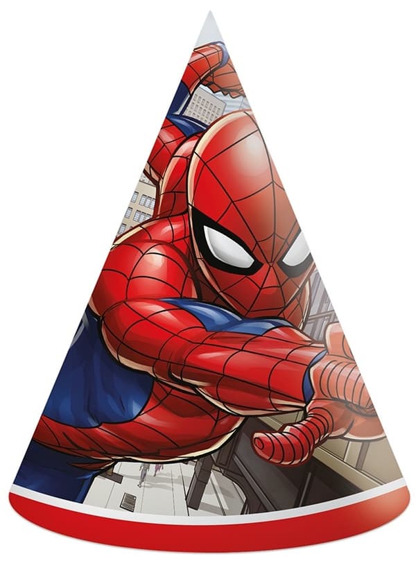 Spiderman Marvel födelsedagsmössor av papper 6 st