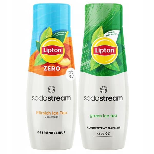 2x SodaStream Lipton isté persika socker- och sockerfritt sirap plus grönt isté