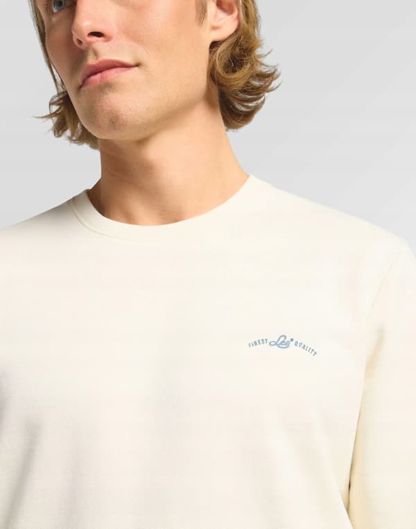 Lee PLAIN RELAXED lös herrsweatshirt i ecru bomull storlek M