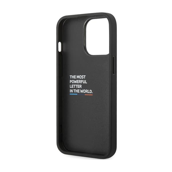 BMW Læder Carbon Blue Line - iPhone 13 Pro Max Etui (Sort)