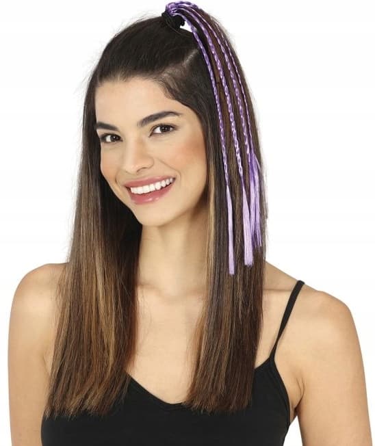FLÄTOR Hårstrån LILA Carnival Disco 80-talsboll 35cm 3st.