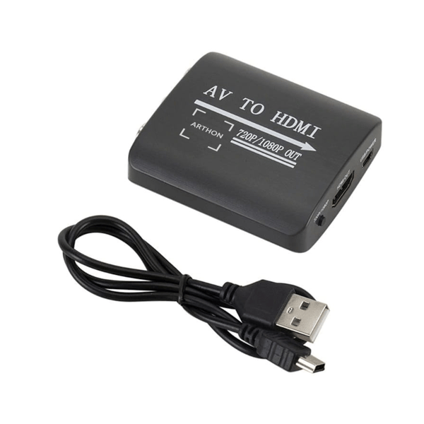 AV CVBS 3x RCA - HDMI -muunnin musta
