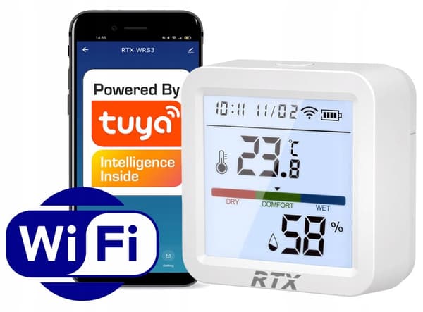 Tuya LCD WiFi temperatur- och fuktighetssensor