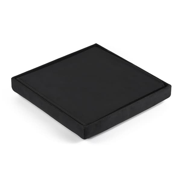 Foldbar puf L med knapper - 38x38x38cm fløjl sort