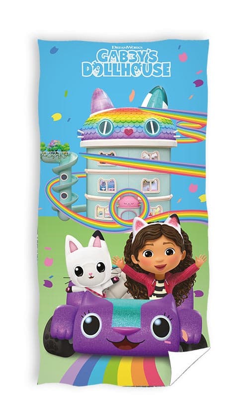 Gabbys dockhus barn bad- och strandhandduk bomull 140 cm POOL HOLIDAYS Gabbys dockhus