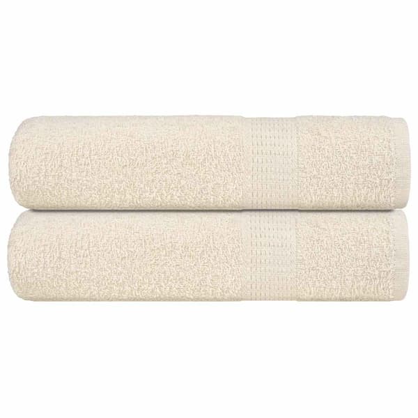 vidaXL Badlakan, 2 st, Creme, 100x150 cm, 100% bomull