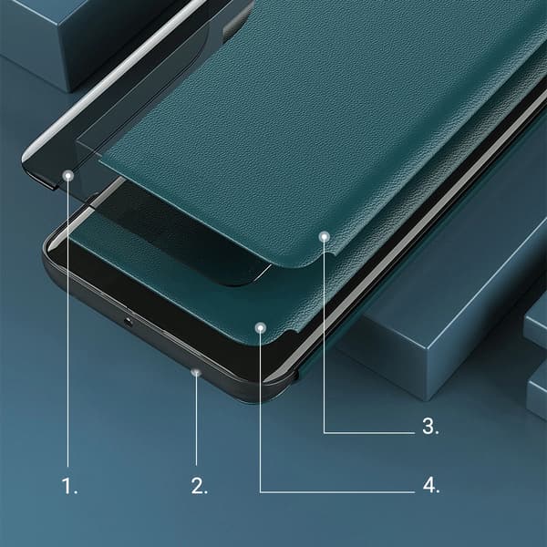 Eco Leather View Case elegant flipfodral med stativfunktion iPhone 13 Pro röd