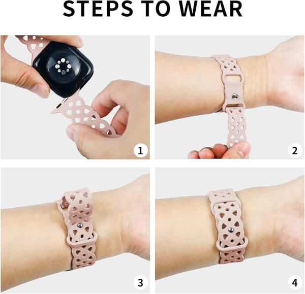 APPLE WATCH-REM 38/40/41 mm SE/9/8/7/6/5/4/3/2/1 LYSERØD ÅBENT ARBEJDE